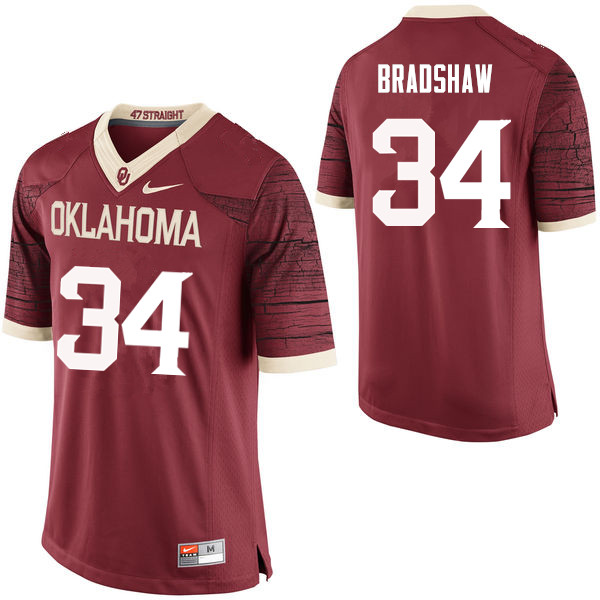 Oklahoma Sooners #34 Malik Bradshaw College Football Jerseys Limited-Crimson